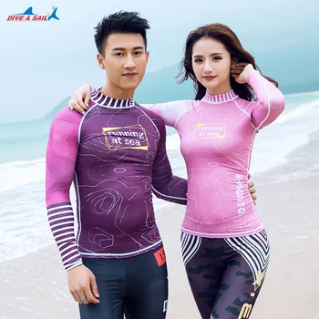 

Korean version lovers diving suit DIVE&SAIL men Women Scuba Long Sleeve Swim Rash Guards Top Snorkeling sunscreen Anti jellyfish