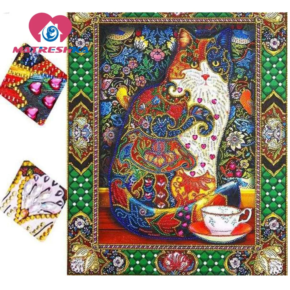 

Special Shaped Diamond Painting cat Picture Of Rhinestones 5D DIY Diamond Embroidery Animal diamond mosaic Home Decor 40x50cm