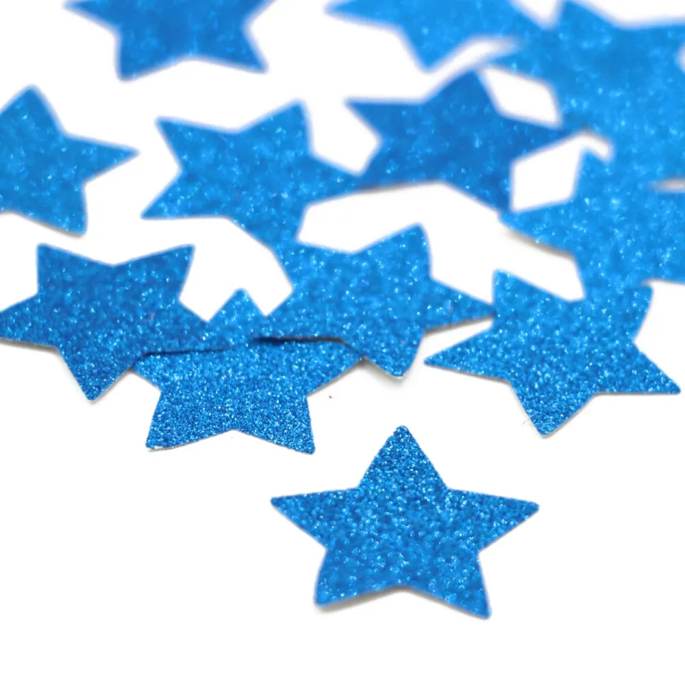 100Pcs 25mm Glitter Blue Star Confetti Birthday Party Decorations