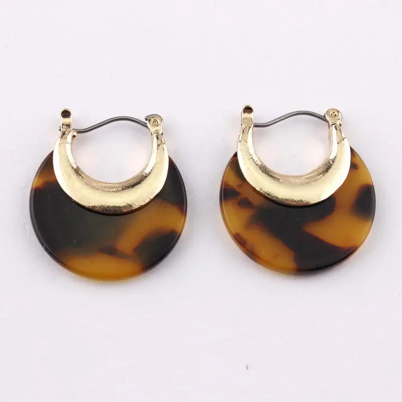 New Round Resin Acrylic Tortoise Shell Hoop Earrings For Women Girl Bohemian Geometric Leopard Statement Jewelry | Украшения и