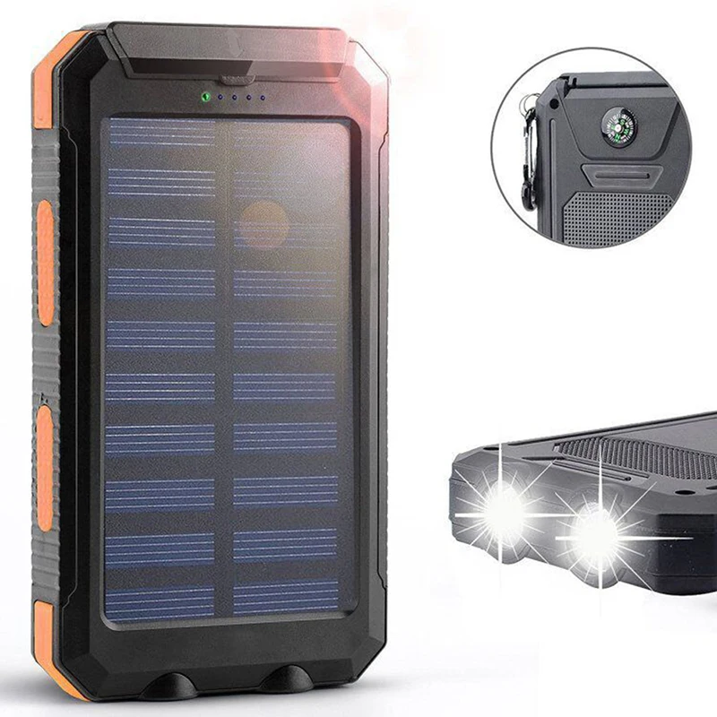 

1pc Waterproof 50000mAh Solar Panel LED Dual USB Ports + No Battery DIY Power Bank Case Battery Charger Kits Box High Quality