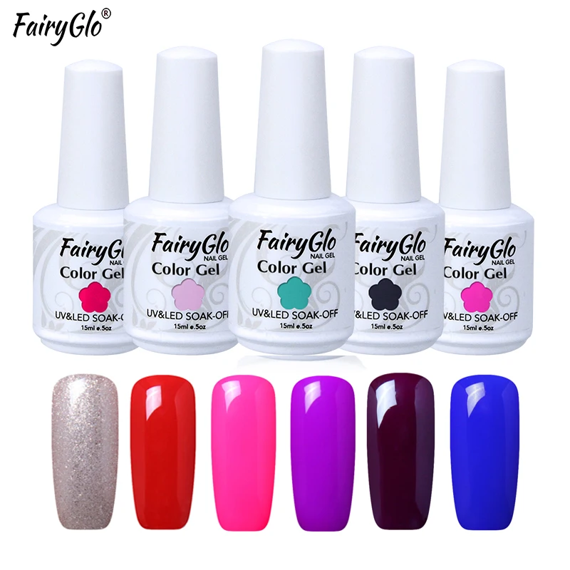 Clearance Offer of  FairyGlo 15ml Gel Varnish Soak Off Pure Color Nail Gel Polish Vernis Semi Permanent UV Gel Nail Pol