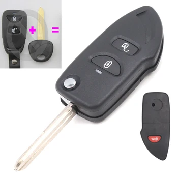 

KEYECU Replacement Modified Flip Remote Car Key Shell Case Fob 2+1 Button for Hyundai Tuson 2005-2011