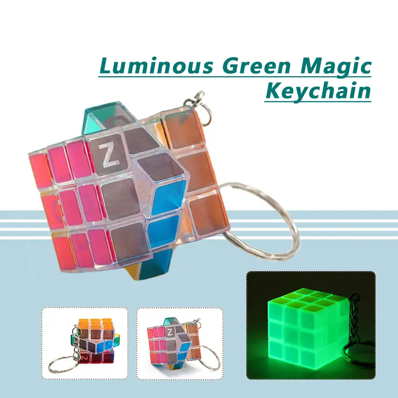 

Magic Cube Zcube Speed Cube KeyChain Green Light Luminous Building Block Decompression Release Pressure Toy Mini Educational