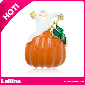 

Halloween Ghost on Pumpkin Brooch Pin