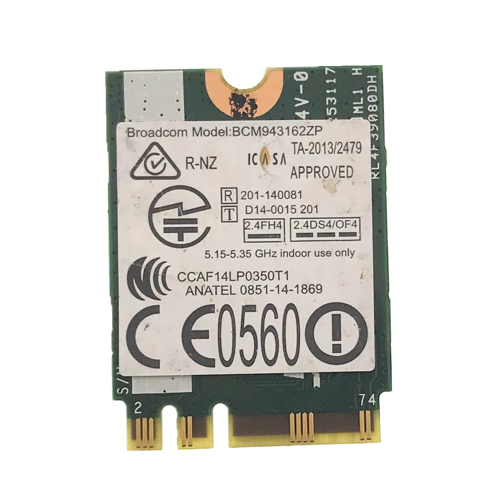 BCM943162ZP AC WLAN карта 2,4G и 5G 433M Wifi+ Bluetooth 4,0 NGFF FRU 00JT473 для lenovo G50-30 45 70 70M Z50-70-75 E455 E555