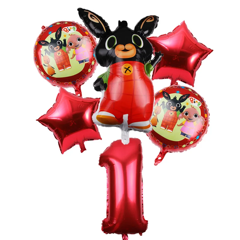 6 шт./лот 83*44 см мультяшный Bing Bunny 32 дюйма с цифрами фольгированные воздушные шары
