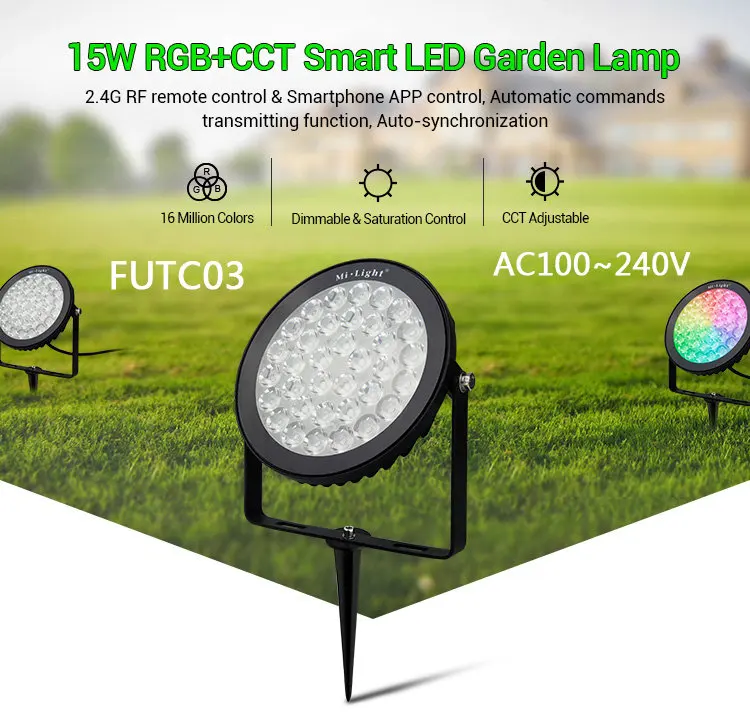 MiBOXER 6 Вт 9 Вт 15 Вт RGB+ CCT светильник для газона IP65 Водонепроницаемый DC24V AC110V 220 в открытый садовый светильник ing - Испускаемый цвет: FUTC03