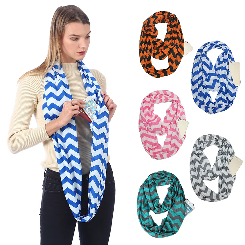 AZUE Winter Convertible Infinity Scarf with Zipper Pocket Portable