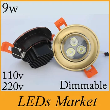 

9w Led Ceiling downlight Dimmable led recessed light Warm /Cold white Fixture Led Spot light CRI85 110-240v+ driver