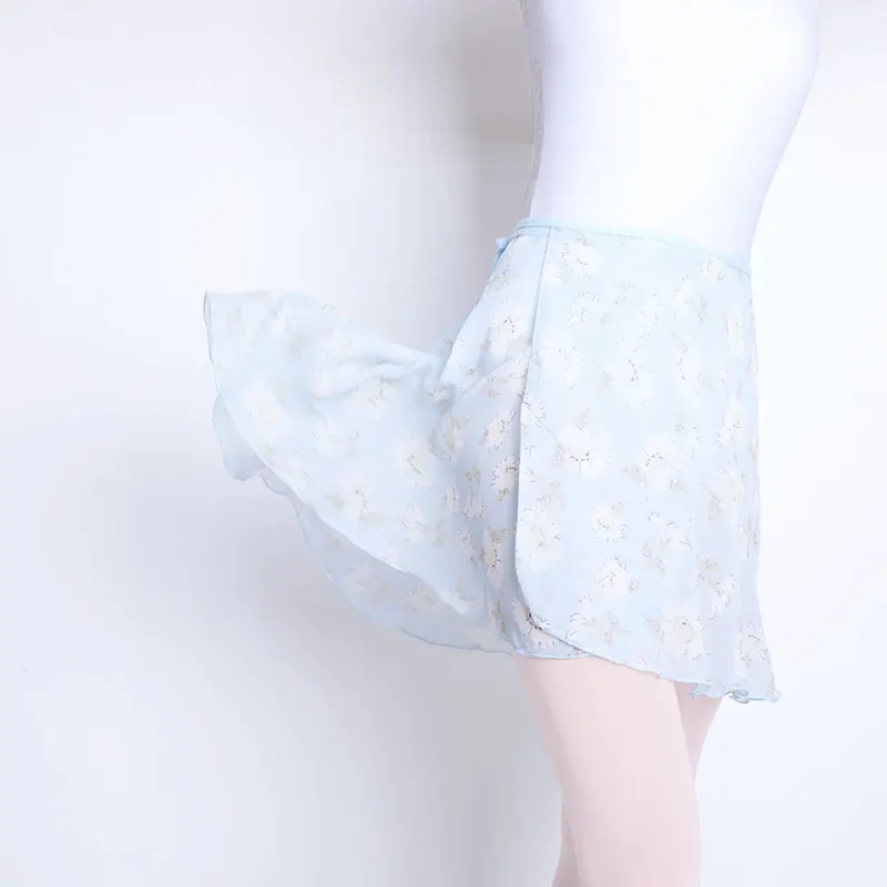 Высококачественная шифоновая балетная юбка для женщин и взрослых девочек, юбка для бальных танцев с цветочным принтом, короткие юбки