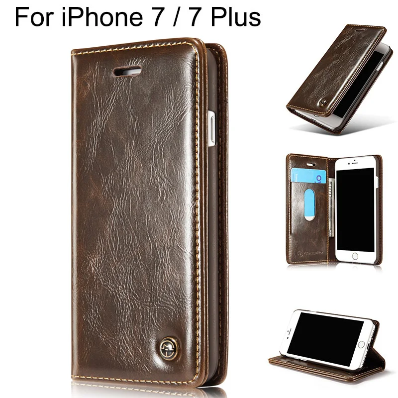 Luxury Coque For Flip Cover Apple iPhone 7 Case Genuine Real Leather Wallet Original Brand Phone ...