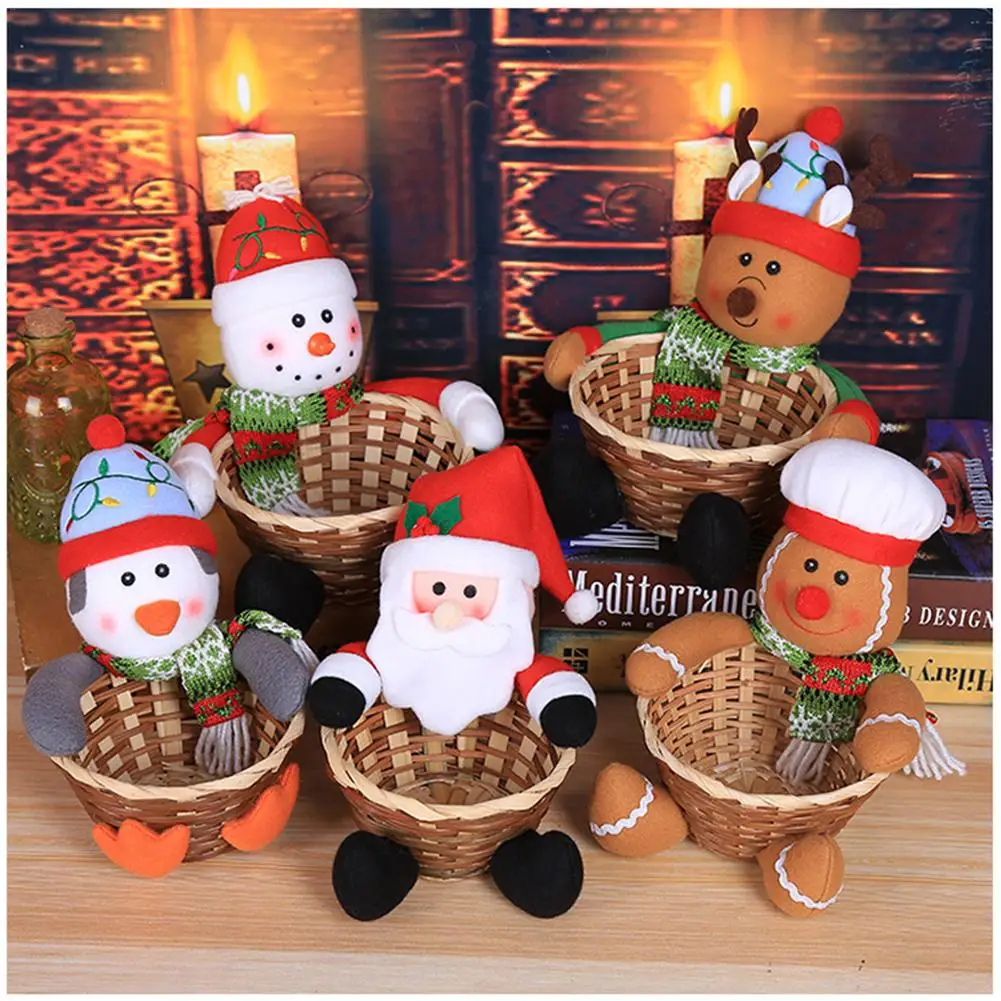 New Christmas Reindeer Candy Basket Santa Snowman Elk Children Gift Basket Christmas Decorative Supplies