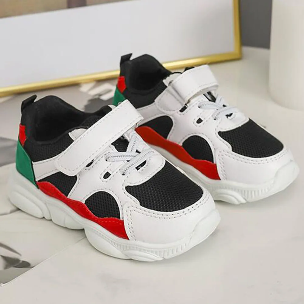 Kids Shoes Boys Girls Sneakers Fashion Colorful Patchwork Design Casual Shoes Hook Loop New Fashion Children Brand Shoes Hot D30