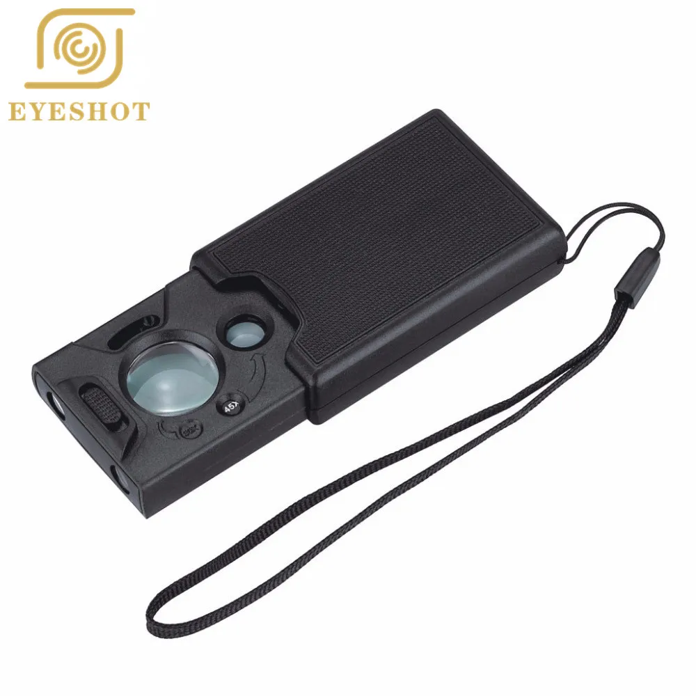 Ручной 30x 45x 60X светодиодный УФ подсветка Magnifier ювелиров Лупа Петля увеличительное