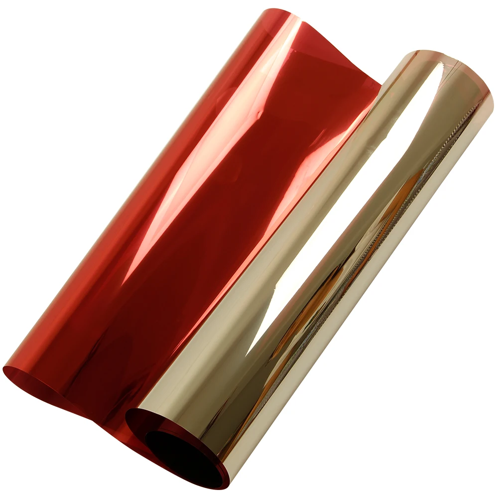 

0.5x5m(20"x16ft)Silver Red Mirrored Reflective One Way Privacy Window Film Sticky Back Glass Tint Vinyl