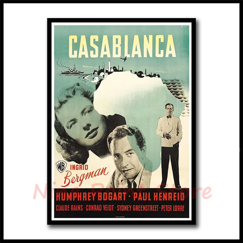 Голливудская классика любовь фильм Casablanca бумага с покрытием плакат наклейки на стену украшение дома современный стиль бескаркасные - Цвет: Розовый