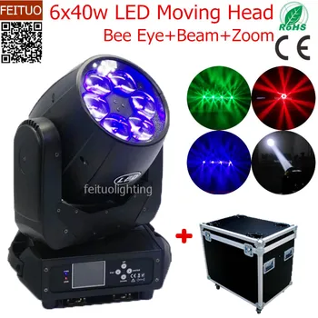 

beam moving head LED Bee Eye Moving Head Beam Light 6x40w Zoom Wash RGBW 4in1 Luces Moving Head for Disco Party Stage Light