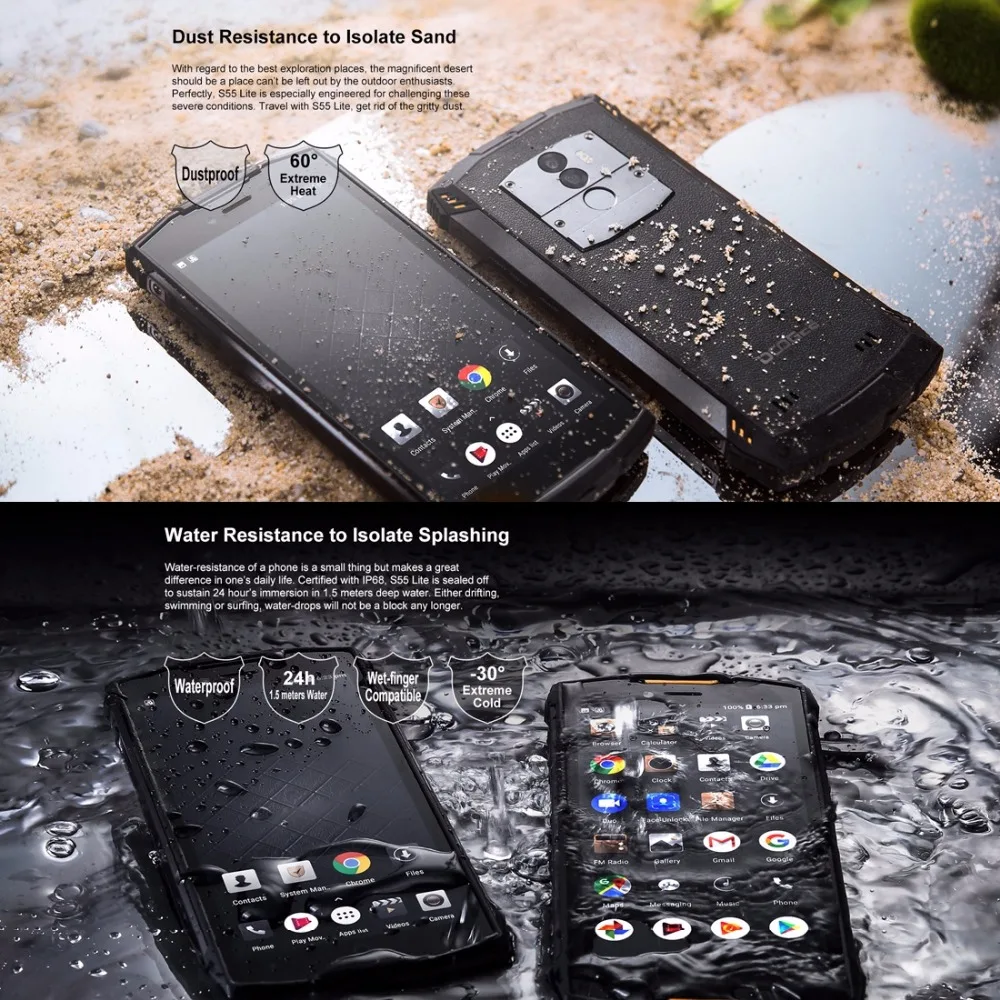 DOOGEE S55 Lite IP68 Водонепроницаемый 5 &quotHD мобильного телефона Android 8 1 MTK6739 Octa Core 2 ГБ 16