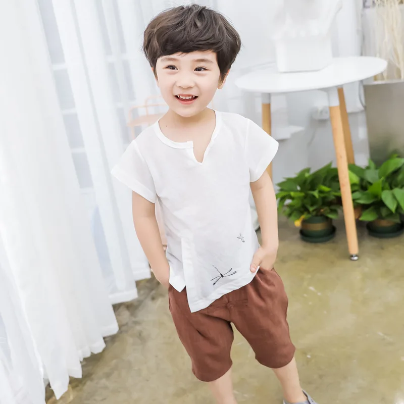 

Children's clothing boy summer 2019 new suit children summer short-sleeved boy two-pie sets 9566