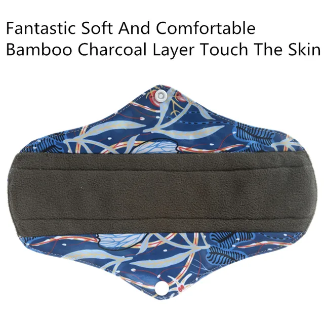 [simfamily] 6+2 Including 6Pcs Reusable Waterproof Regular Flow Menstrual Pads+2Pcs Mini Wet Bag Bamboo Charcoal Material Pads