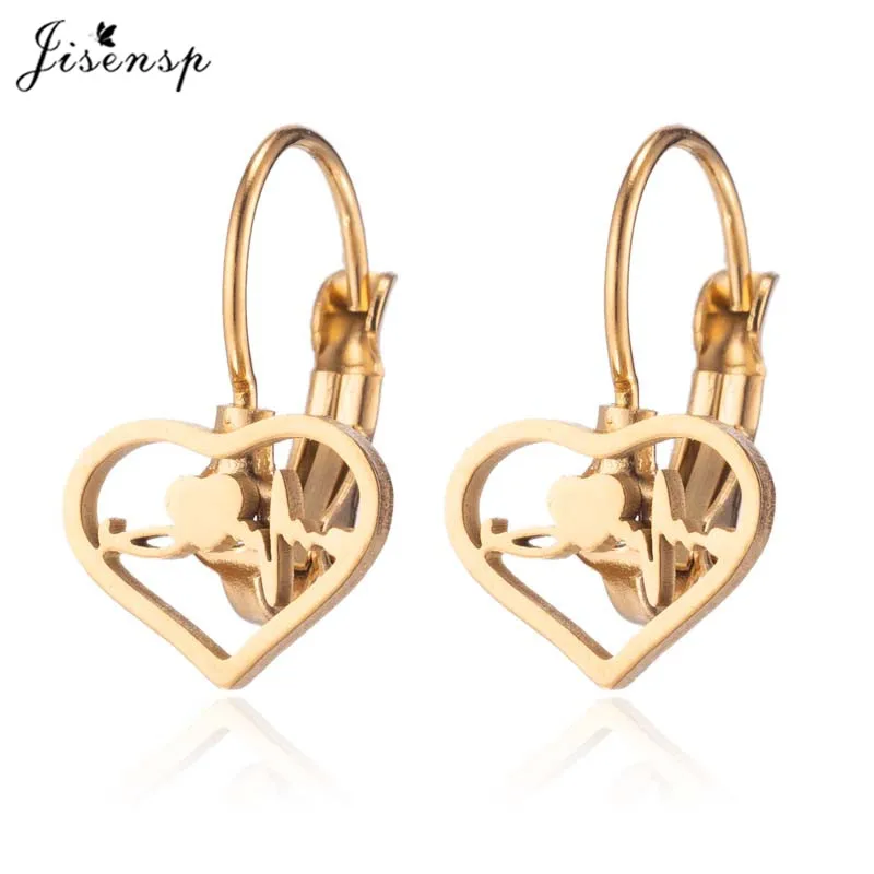 Jisensp Vintage Life Tree Stainless Steel Earrings Ethic Big Hoop Stud Earrings Fashion Jewelry for Women Girls Best Gift bijoux - Metal Color: GED218