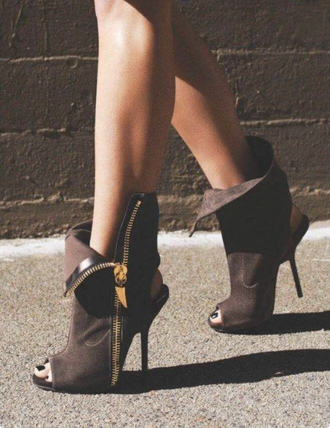 

With high 12cm spring and autumn 2019 new fashion lapel stiletto high-heeled fish mouth boots women's