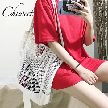 

Chic Big Hollow Out Beach Bags Women Mesh Shopping Bag Handbags Large Canvas Shoulder Bag Brand Designer Minimalist Girls Tote