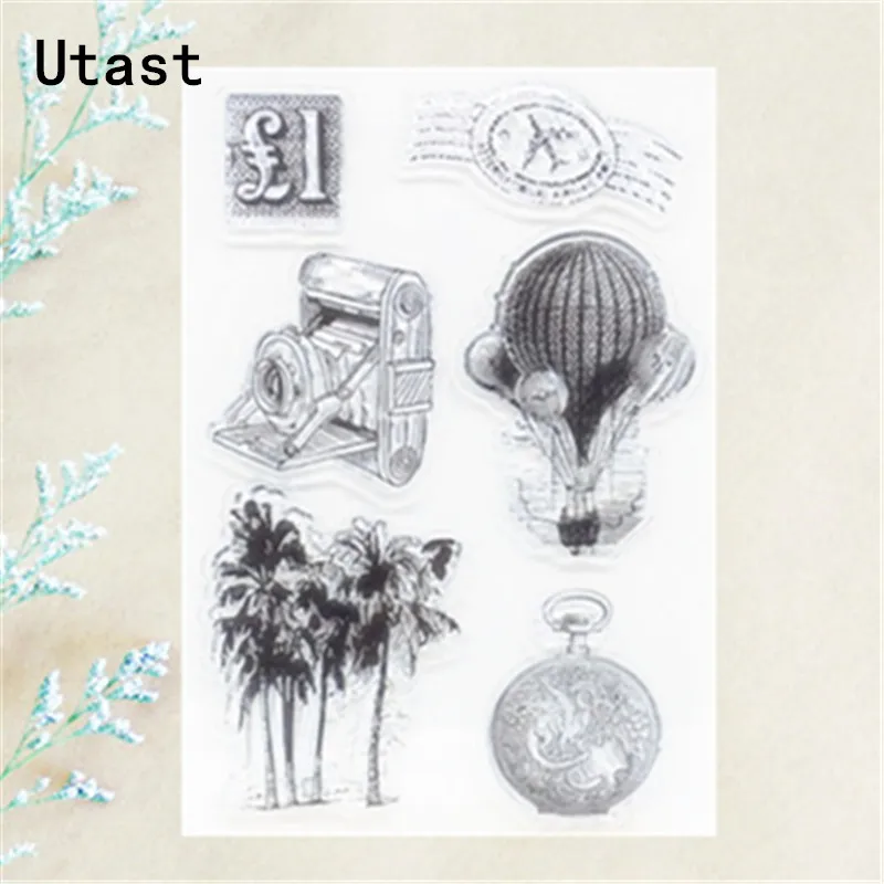 

Camera Palm Tree Scent Clear Silicone Stamps /Transparent Rubber Stamp for DIY Scrapbooking /Photo Album Decorative Craft Making