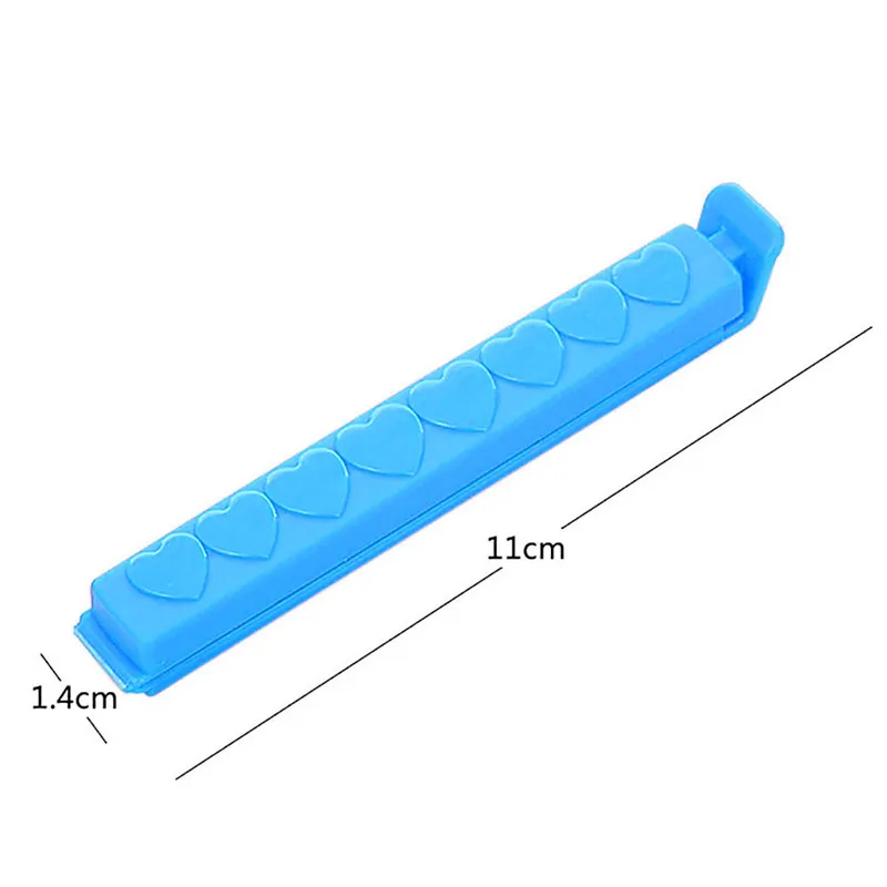 5 шт./лот сумка для закусок хранения Зажимы для пакетов уплотнение зажим пластиковые сумки Ziplock клип для дома еда хранения помощник Сердце печати