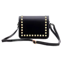 Fashion font b Women b font Small PU Leather Messenger Bags Rivet Crossbody Shoulder Bags Female