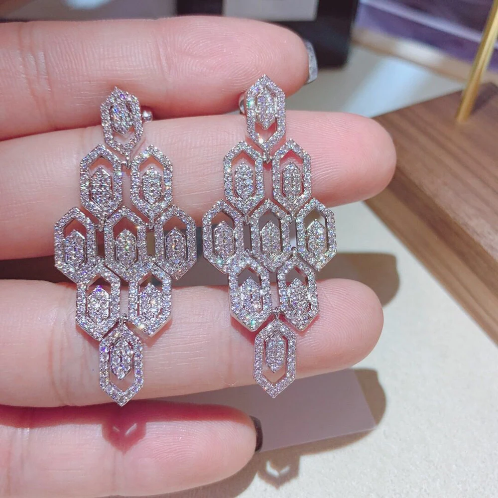 HIBRIDE Lady's Fashion Big Crystal Stud Earring AAA Cubic Zirconia Statement Earring Women Weeding Jewelry Vintage Earring E-487 - Image 4