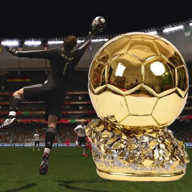 

Man Of The Match Gold Plating Trophy Colophony Crafts Soccer Fans Souvenir Football Match GOLD BALL Trophy Toy G830