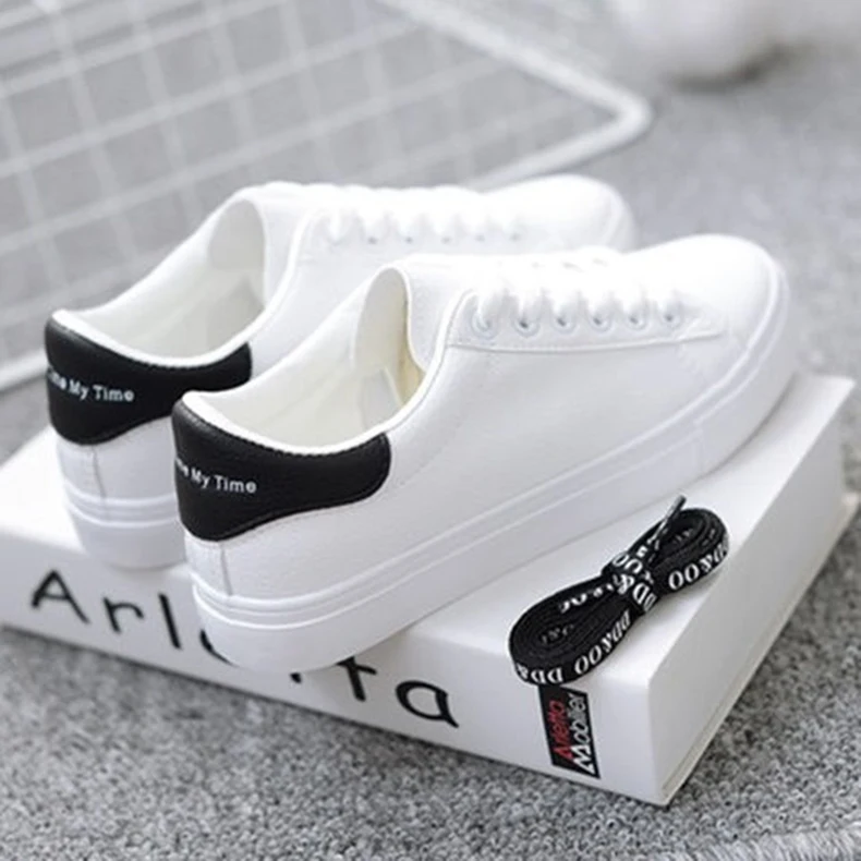 

Puimentiua White Sneakers Women Canvas Shoes Casual Lace-up FlatsWomen Fashion Vulcanize Shoes Summer Casual Zapatillas Mujer