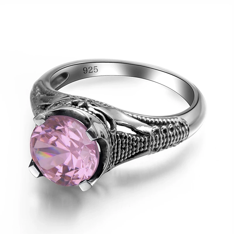 Luxury Pink Jewelry Handmade Created Crystal Beauty Ring Puzzle 925 Sterling Silver Jewelry for Wom - 32791757417