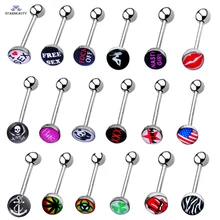 Выбрать! 1 шт./заказ, любовь, пирсинг языка в виде черепа, пирсинг в виде якоря, пирсинг на сосках, lengua, Zebra, губка, кольцо на язык, 1,6*18 мм