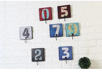 

1PC Creative Retro Hooks Dressing Room Clothing Store Digital Key Hook Wall Hanger Walls Wall Decorations ME 019