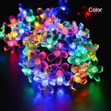 Солнечные струнные огни водонепроницаемые лампы 7 м 50led 4 цвета Персиковый Цветок Открытый fariy Рождественское украшение сада Освещение VR