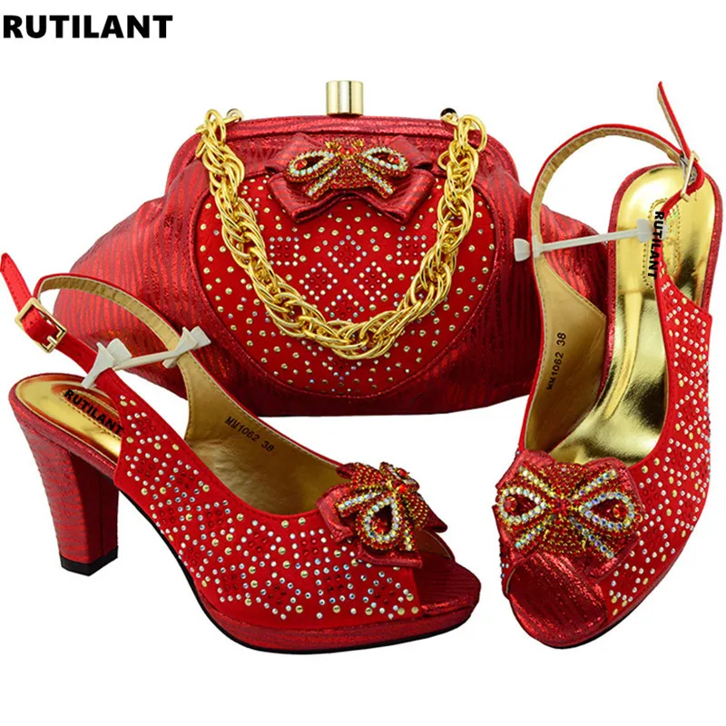 Nieuwe Italiaanse Schoenen met Bijpassende Tassen Hoge Kwaliteit Afrikaanse Schoen en Tas Set Versierd met Strass Party Schoenen en Tas sets Nieuwe Italiaanse Schoenen met Bijpassende Tassen Hoge Kwaliteit Afrikaanse Schoen en Tas Set Versierd met Strass Party Schoenen en Tas sets