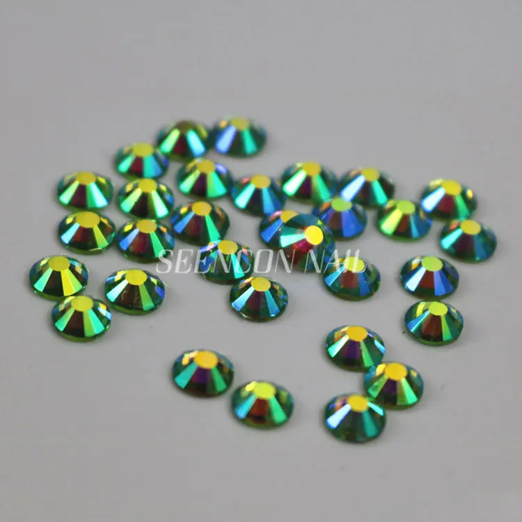 New 1440pcs/lot hot Light Green AB flatback non-hotfix glue-on loose glitter rhinestone for nail art decoration nail crystals 3