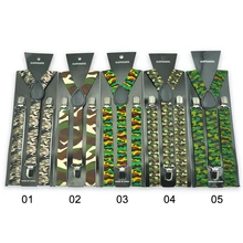 2,5 см модные новые " классические армейские камуфляжные" дизайнерские мужские унисекс эластичные тонкие подтяжки с y-образной спинкой