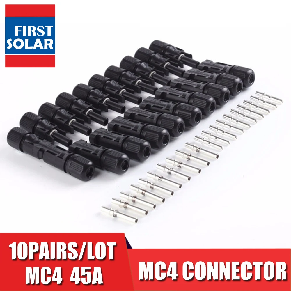 

10Paris x 45A MC4 Connectors male and female,MC4 Solar Panel Plug current 1000V for PV cable 2.5/4/6mm solid copper contacts