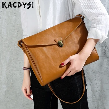 

2020 Design Real Leather Luxury Womens Cross Shoulder Bags Cowhide Vintage Handbag Soft Ladies Envelope Bag Message Bag For Ipad