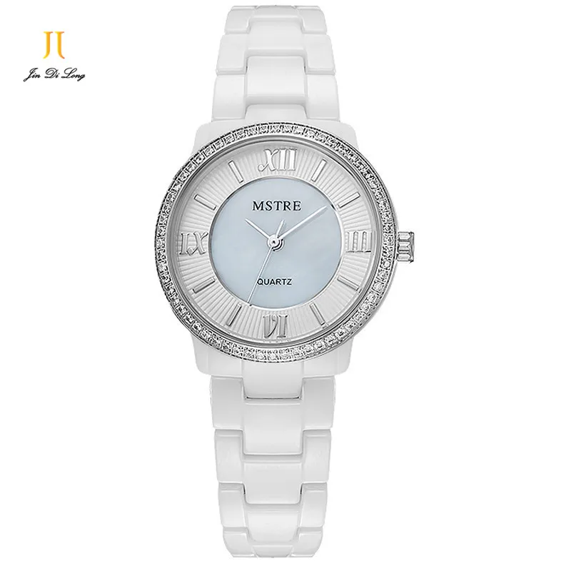 

2 *# Women watches top luxury Quartz Watch Pearl Ceramic Dazzle Glory Diamond Sapphire Ladies Wrist Watches Waterproof Steel