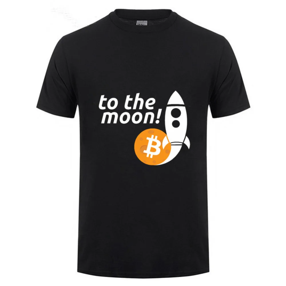 Мужская футболка с принтом Биткоин Луна 2018 Молодежные футболки круглым вырезом и