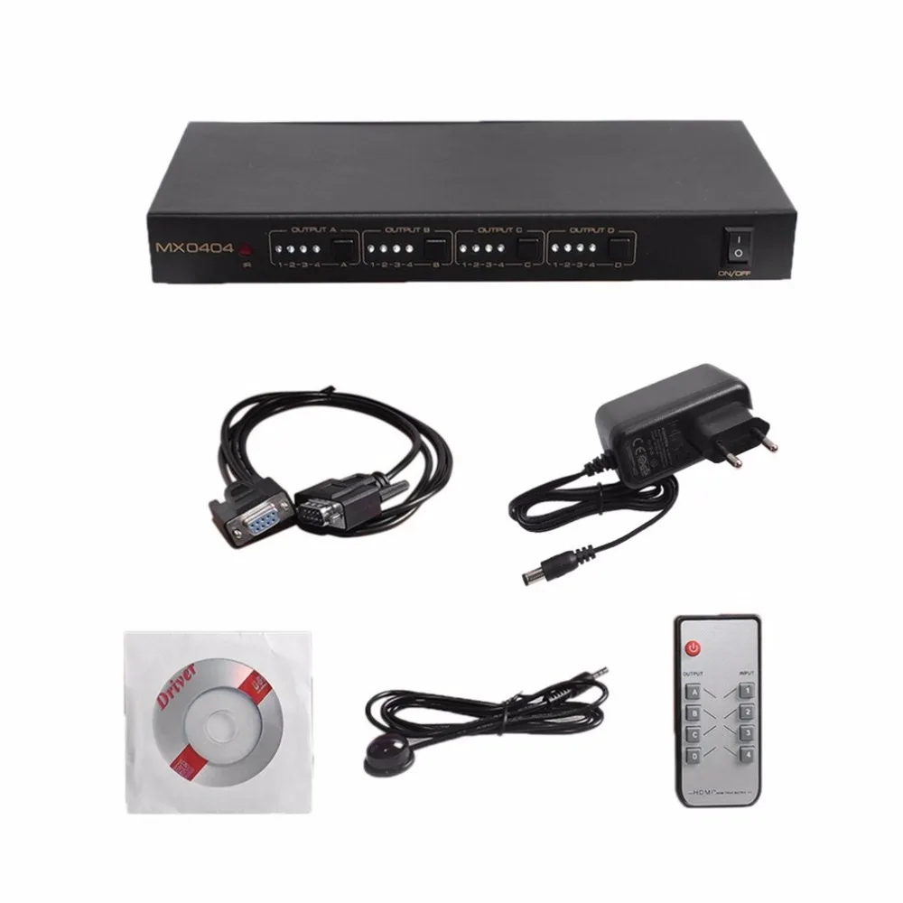 

New High Quality HDMI 4x4 Matrix Switch Splitter Amplifier 4 in 4 out 1080p 3D with Remote Control RS232 control 3D HD1080p