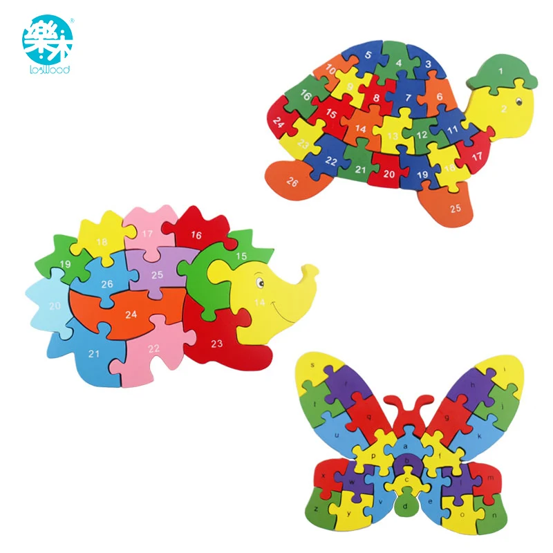 Logwood Wooden Toy Puzzle Game 3D Puzzle Animal Wooden Puzzle Butterfly Board for Children Learning Educational Baby Table Game