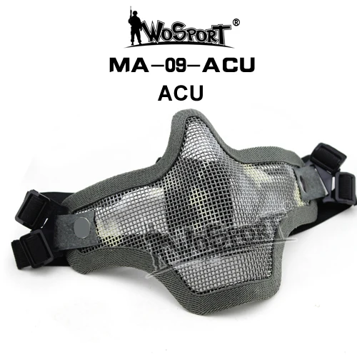 WoSporT тактический маска V1 металла Проволочная сетка половина Уход за кожей лица защитный Пейнтбол Аксессуар для Охота армии Airsoft CS излучению открытый - Цвет: MA09ACU