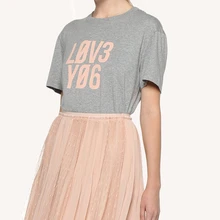 Весна и лето, Новая женская Повседневная хлопковая Футболка с буквенным принтом, круглым вырезом и коротким рукавом