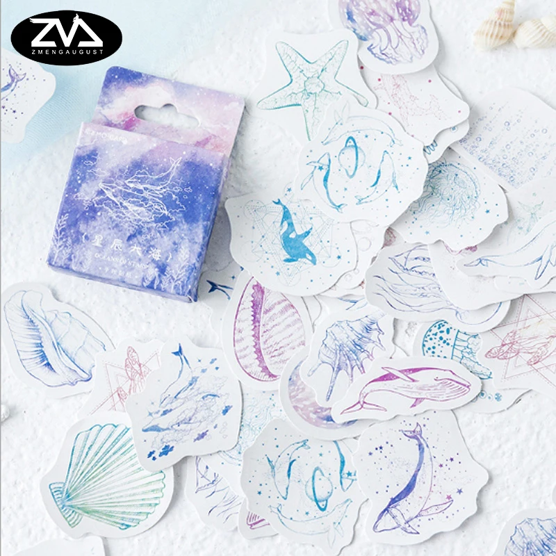 

46Pcs/box Beautiful Star sea Mini Decoration Paper Sticker DIY Scrapbook seal Sticker Stationery Kawaii Stickers stationery